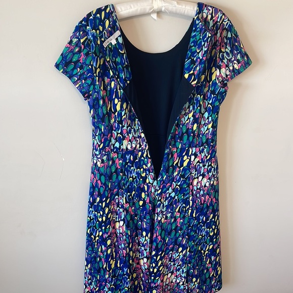 Cleo stretchy short sleeved & scoop neckline multicoloured dress - Picture 4 of 11